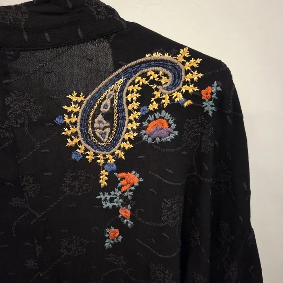 Dottie West Embroidered Ruffled Kimono Size XS/S - Picture 9 of 12